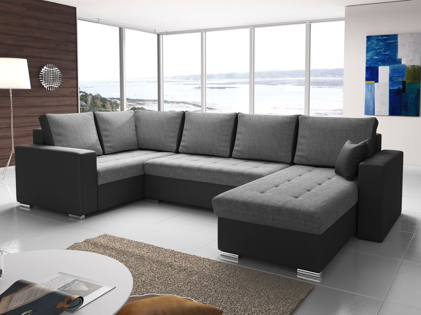 Rohová sedací souprava U Lambert (šedá + černá) (L)