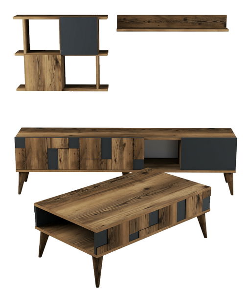 Sestava nábytku do obývacího pokoje Madryt (Ořech + Antracit)