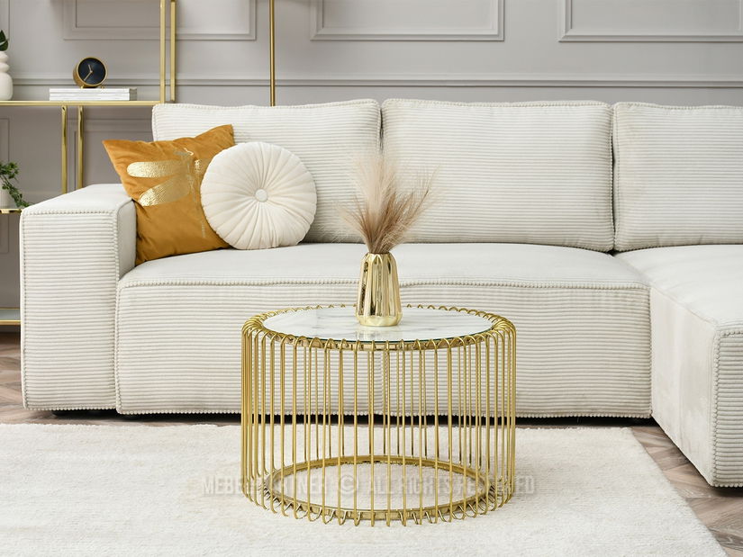 Konferenční stolek Nils M (bílý mramor + zlatá)