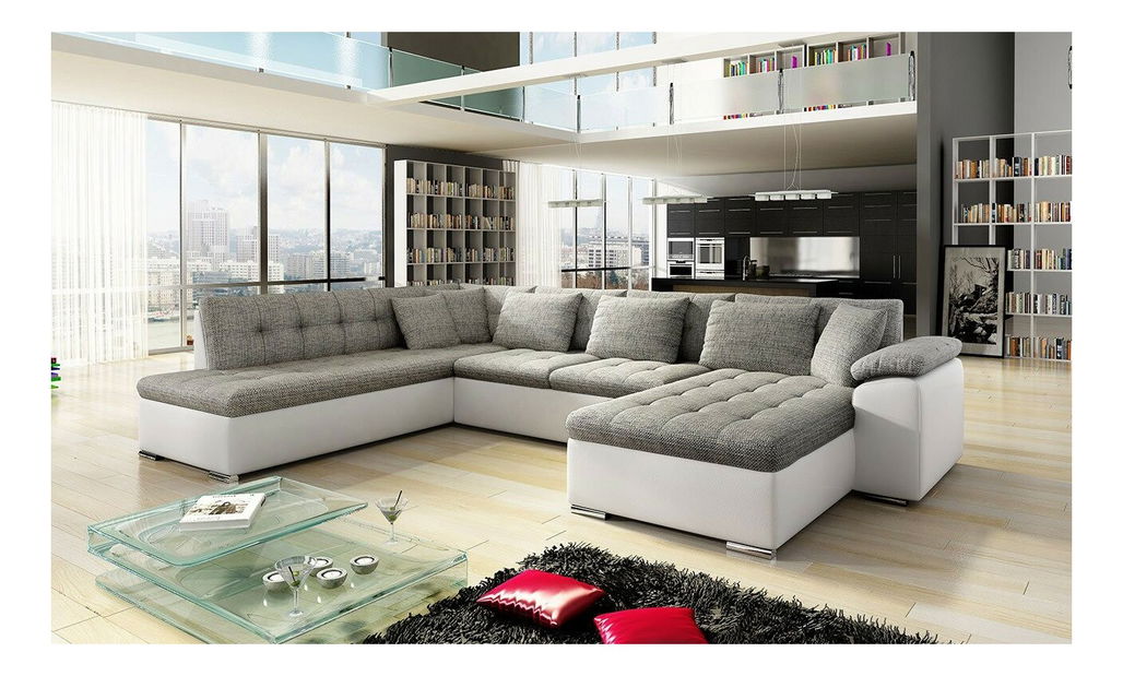 Rohová sedačka U Talina s funkcí spaní (P) (ekokůže Soft 017 + Lawa 05)