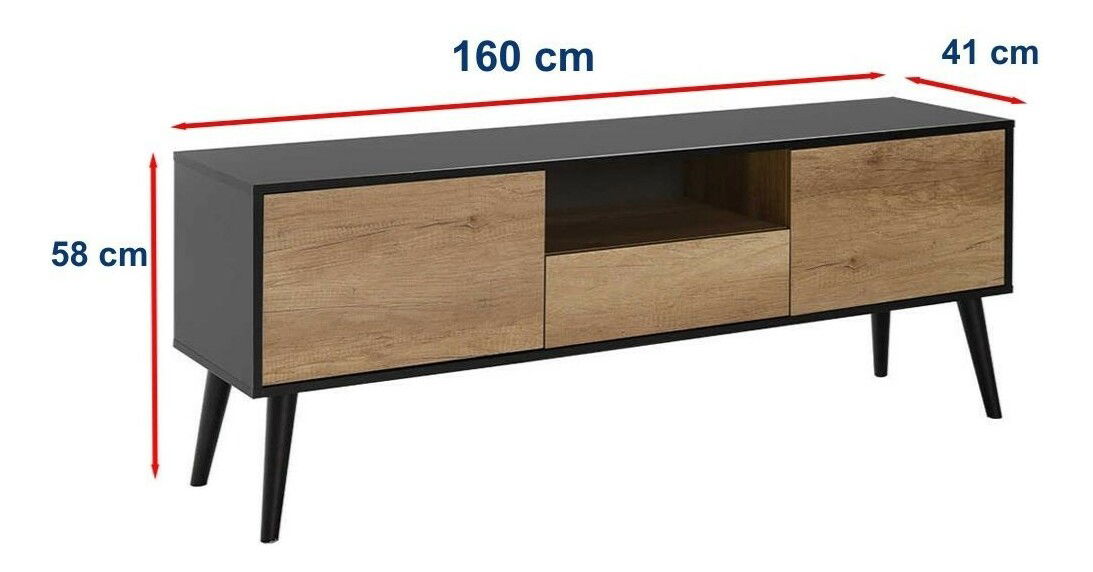 TV stolek/skříňka Hincindus (černá + přírodní)