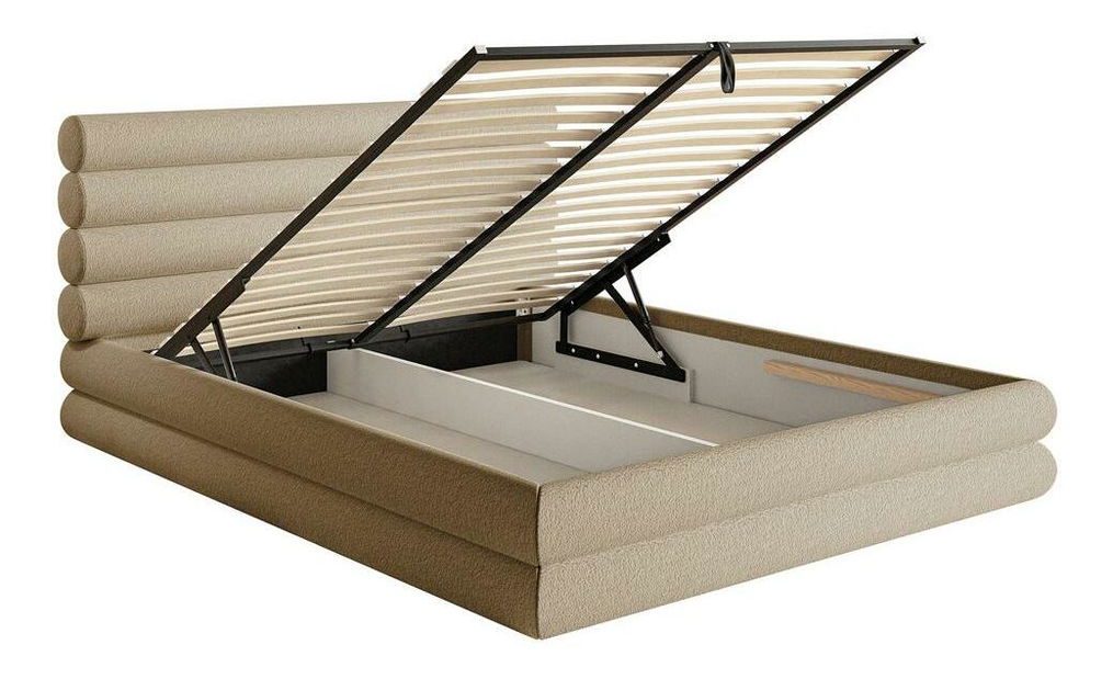 Manželská postel 180 cm Buffalo (s roštem) (s úl. prostorem) (světlobéžová + černá)
