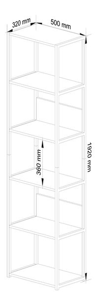 Regál Izumi II (černá + dub craft)