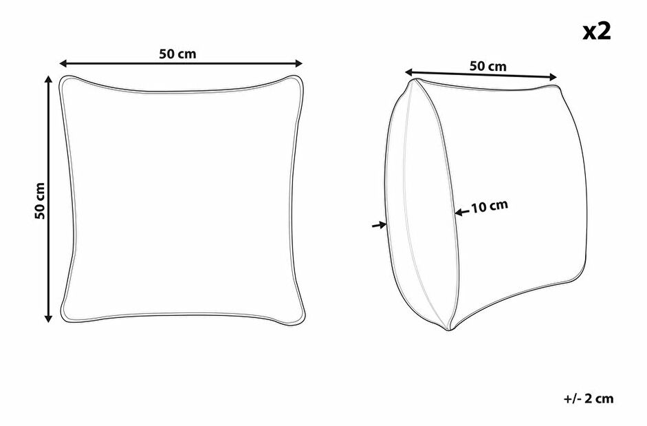 Sada 2 ozdobných polštářů 50 x 50 cm Khou (černá)