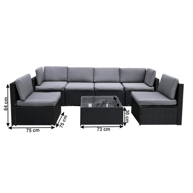 Zahradní ratanový set Monde (černá + šedá)