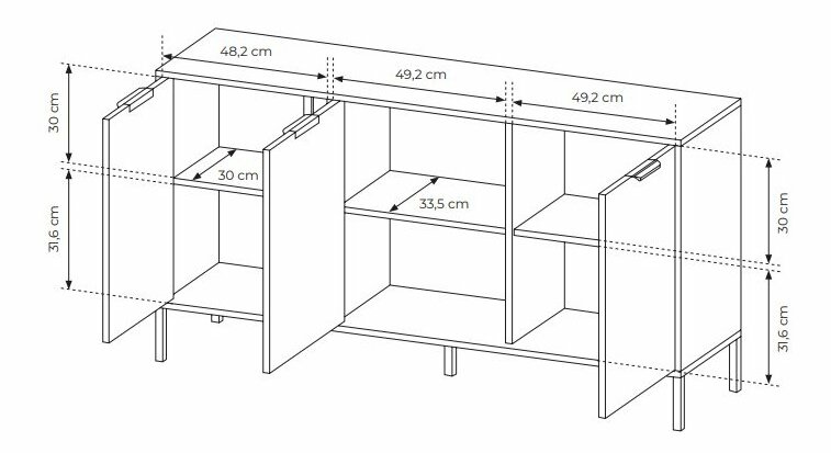 Skříňka Lyran 3D (antracit + zlatá)