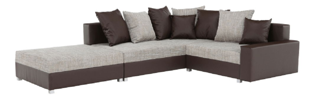 Rohová sedací souprava Pitton New hnědá (L) (s taburetem)