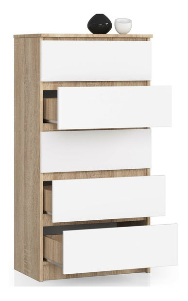 Komoda Kalista V (dub sonoma + bílá)