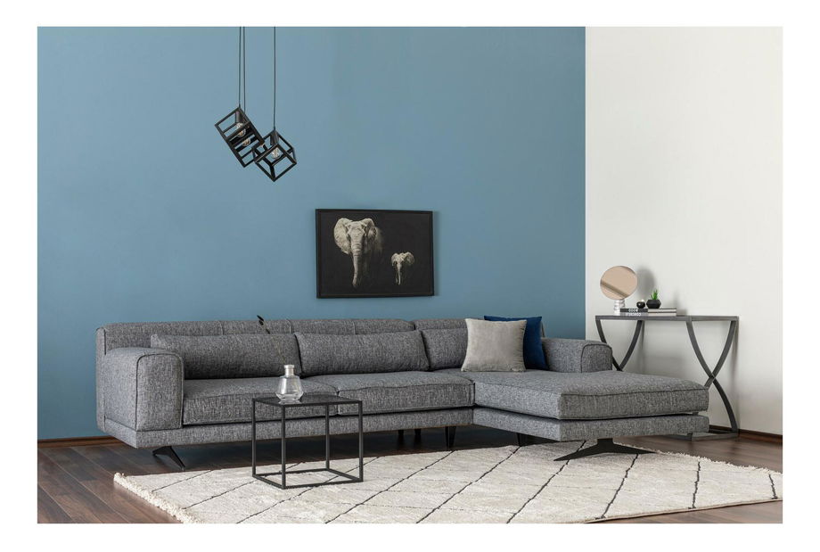 Rohová sedačka Jivagona (P) (šedá + černá)