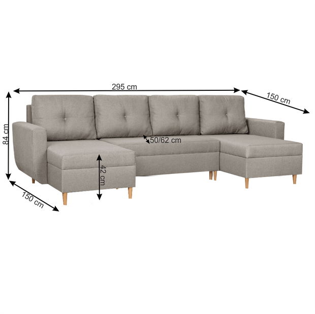 Rohová sedací souprava ve tvaru U Dollar (svetlě hnědá) 