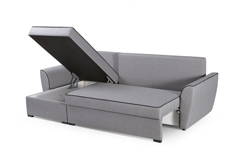 Rohová sedací souprava Merin (šedá + světlešedá) (L)