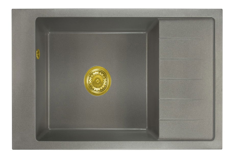Kuchyňský dřez Lurano (šedá) (se 3 otvory pro baterii) (P)