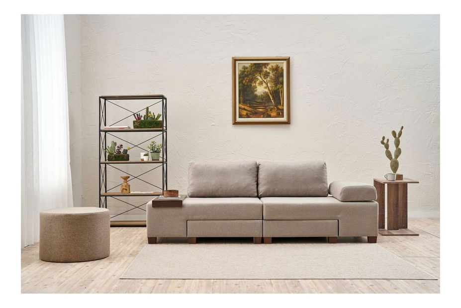 Rozkládací pohovka Perenilla L (krémová + ořech)