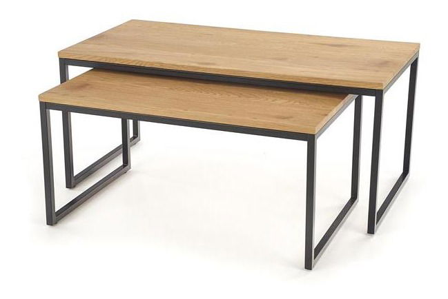 Set 2 ks. Konferenčních stolků Suena (přirodně dřevo + černá)