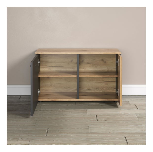 Botník (skříňka na boty) Esferas (grafit + dub evoke)