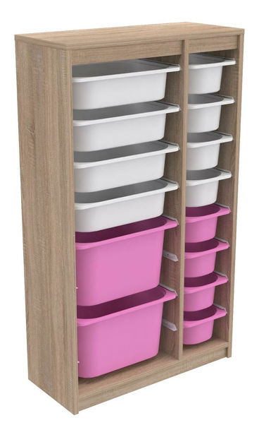 Organizér na hračky Dremonka 6 (dub sonoma + bílá + růžová)