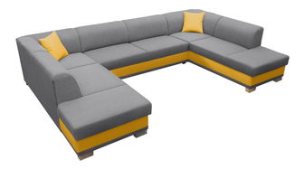 Rohová sedací souprava U Darcia (šedá + žlutá) (L)