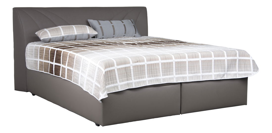 Manželská postel 180 cm Blanář Velvet (šedá) (s roštem, matrací, denní dekou a polštáři)