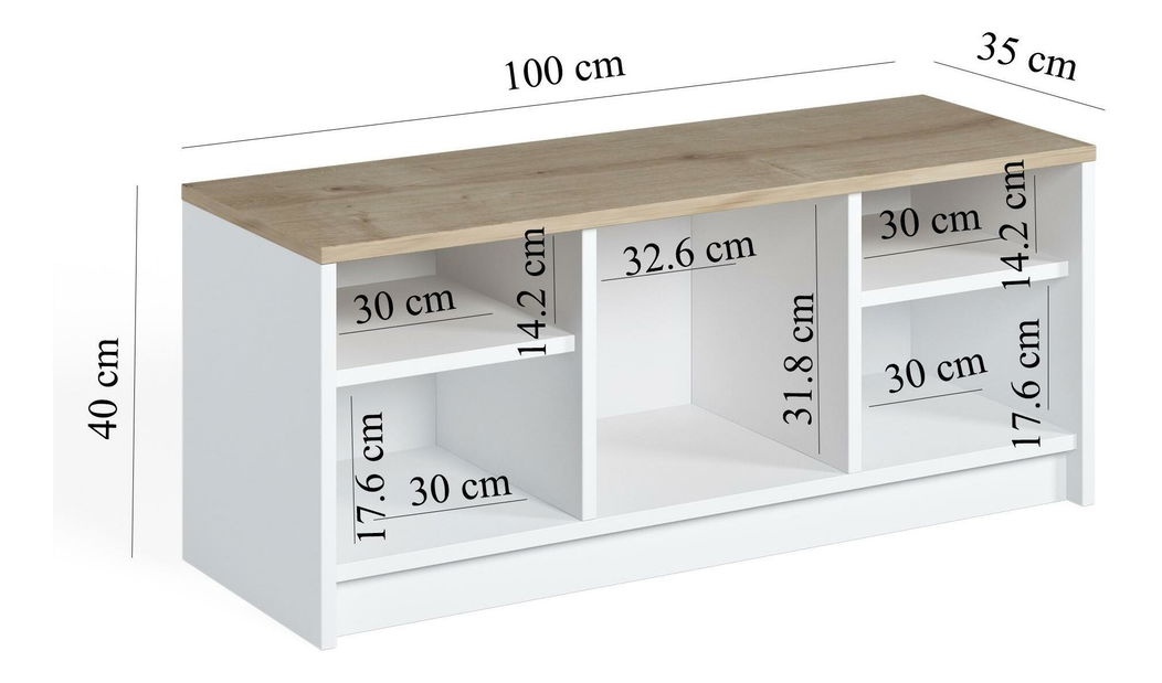 Botník Mikima 2 (bílá + dub safírový)