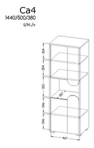 Komoda typ CA4 Caryl (světlý grafit + lesklá bílá + dub nash)
