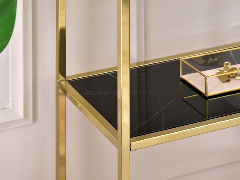 Konzolový stolek Bella Kons Bis (černý mramor + zlatá)