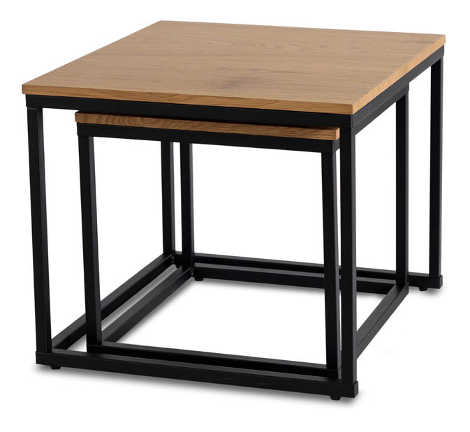 Set 2 konferenčních stolků Climas (dub zlatý + černá)