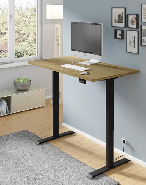 Elektrický PC stolek Motiva 120 (černá + dub artisan)