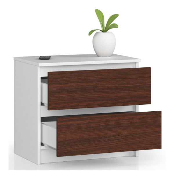 Noční stolek Kalista (bílá + wenge)