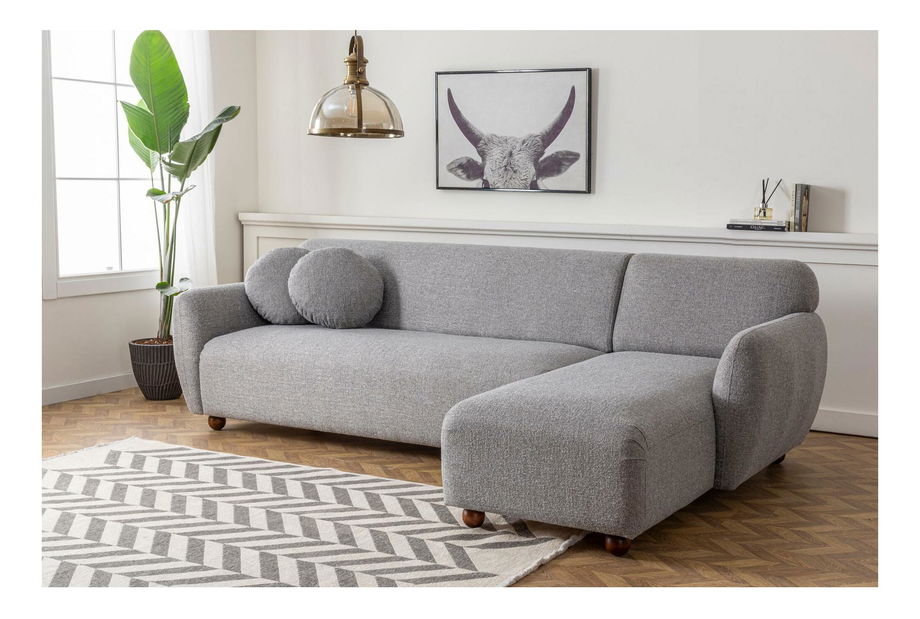 Rohová sedačka Edoletta 1 (P) (světle šedá)