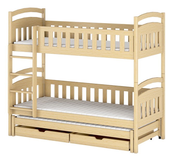 Dětská postel 80 cm OLLIE (s roštem a úl. prostorem) (borovice)