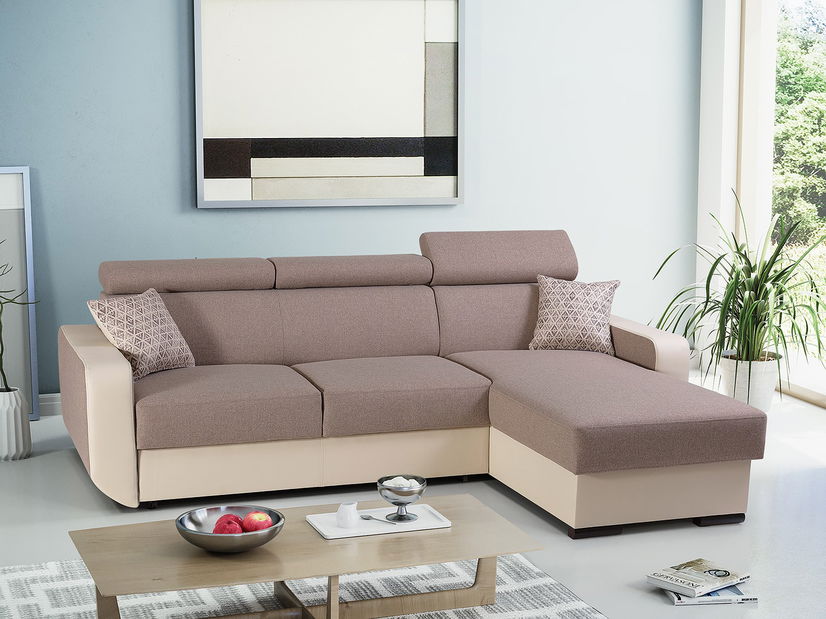 Rohová sedačka Istar (hnědá + béžová) (P)