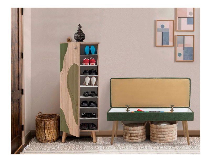 Předsíňová sestava Beside 24 (dub sonoma + zelená)