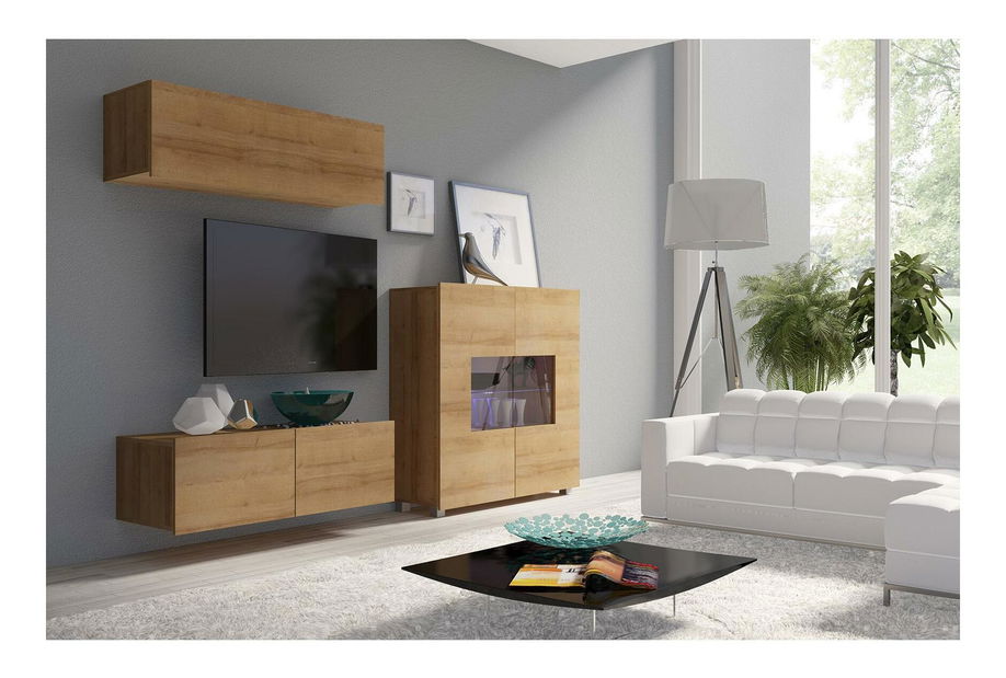 Obývací stěna Calabria 6 (dub zlatý) (s osvětlením)