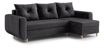  Rohová sedací souprava Eugenie (P) (šedočerná)