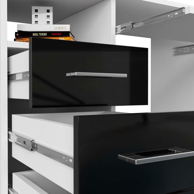 PC stolek Aziza (bílá + lesk černý)