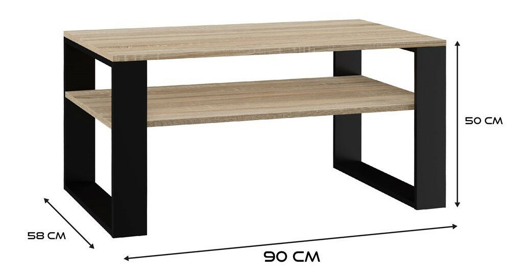 Konferenční stolek Maduro 2 (dub sonoma + černá)