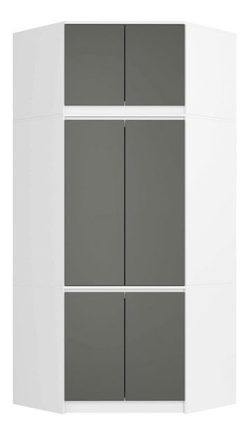Rohová šatní skříň (s nástavbou) Sindacati (bílá + grafit)