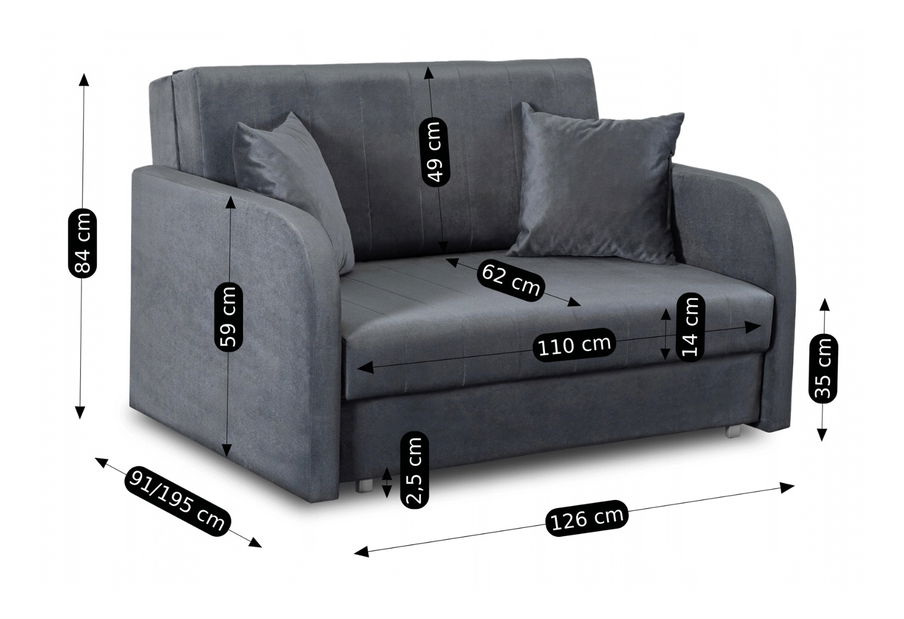  Rozkládací křeslo 2 ks Verne 2 (šedá)