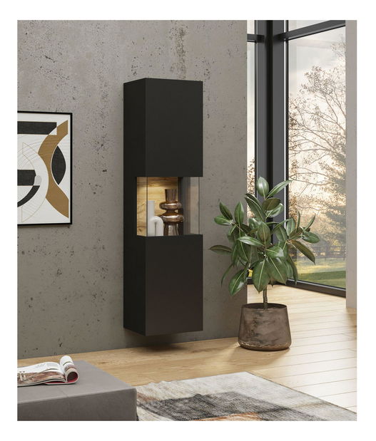 Vitrína Avernic Typ 05 (onyx černá + dub wotan)