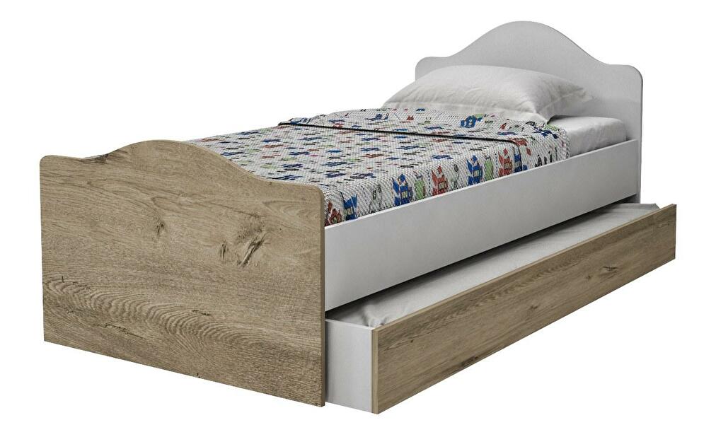 Jednolůžková postel 90 cm Sabese 3 (dub + bílá) (s roštem)