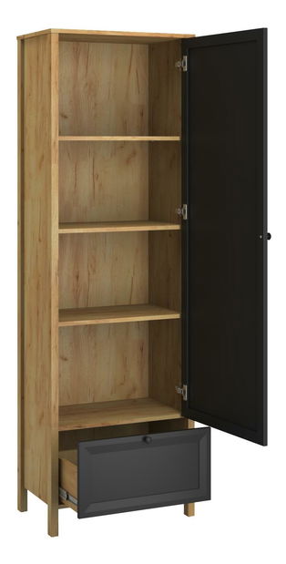 Policová skříň Bruselas (dub craft zlatý + černá)