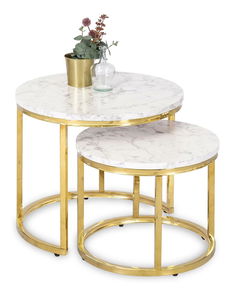 Set 2 konferenčních stolků Oponia (mramor + zlatá)