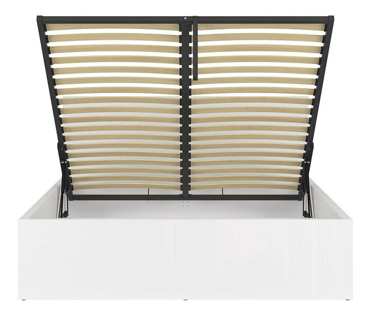 Manželská postel 160 cm BRW Tetrix 11 (lesk bílý) (s roštem) (s úl. prostorem)