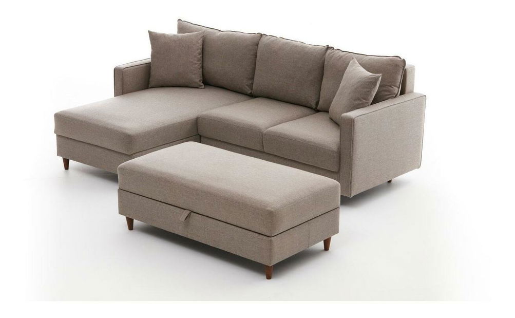 Rohová sedací souprava Ewie (L) (krémová)