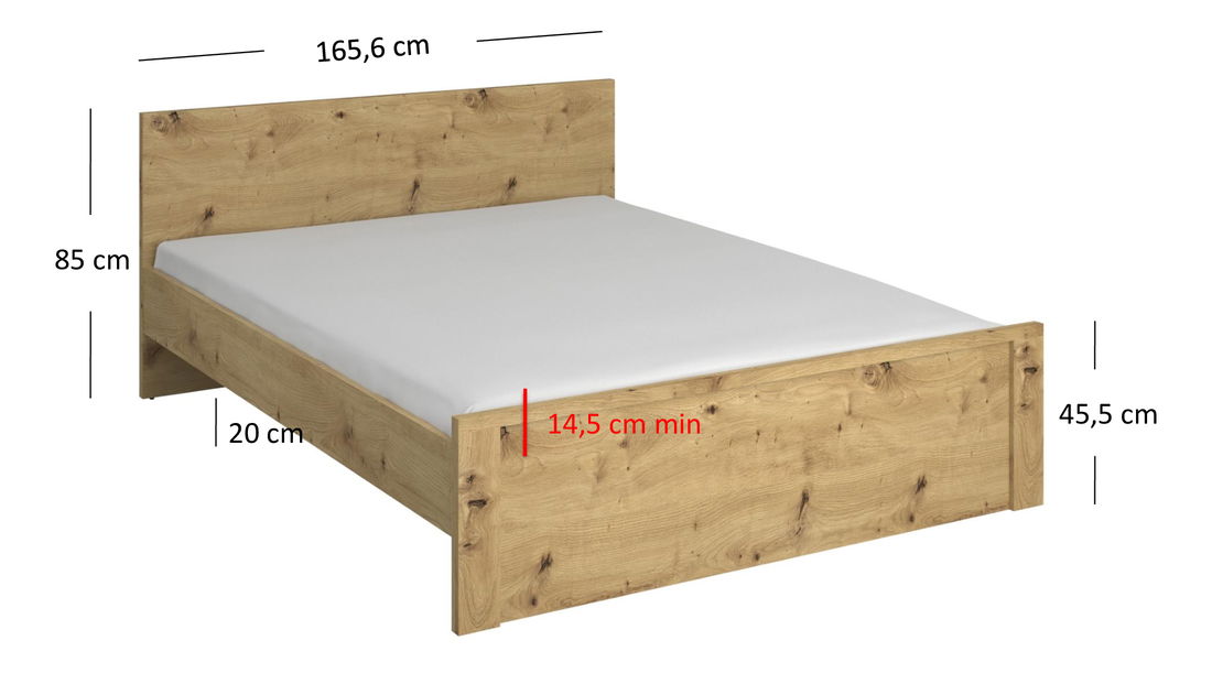 Manželská postel 160 cm Andra (dub artisan) (bez roštu a matrace)
