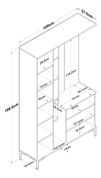 Předsíň Emily 9 (se zrcadlem) (ořech + bílá)