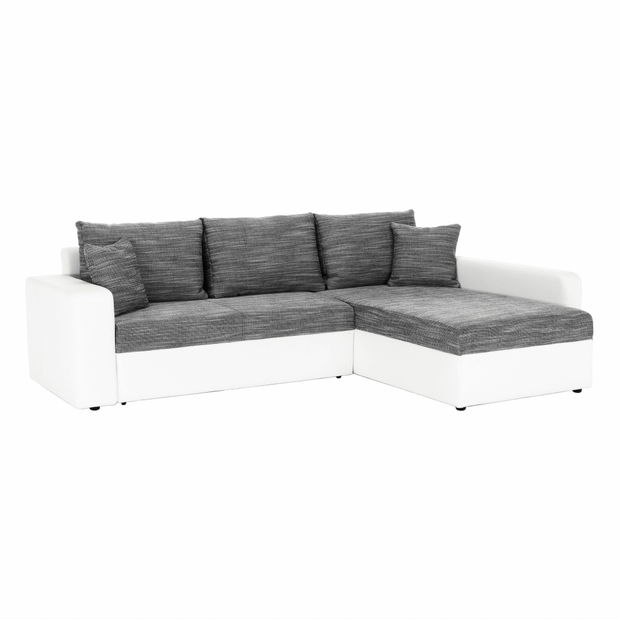 Rohová sedací souprava Manter bílá + šedá (L)