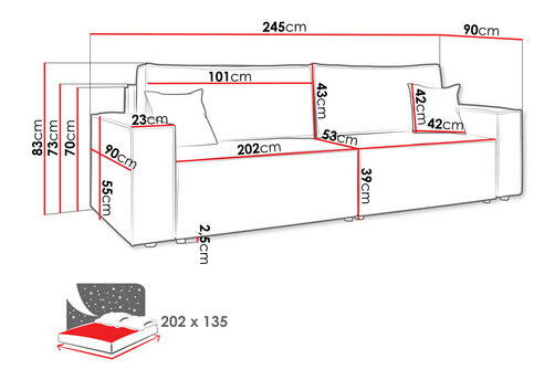 Rozkládací pohovka Kasuna Sztruks (tmavě šedá) (s úl. prostorem)