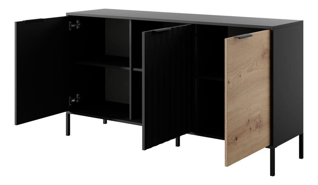 Skříňka Rastafa 3D (dub artisan + černá)