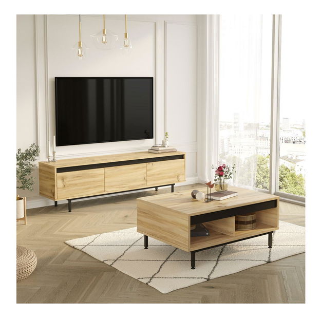 Sada nábytku do obývacího pokoje Levoretta 33 (dub + černá)